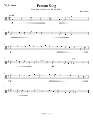 Bela Bartok - Peasant Song - Viola Solo