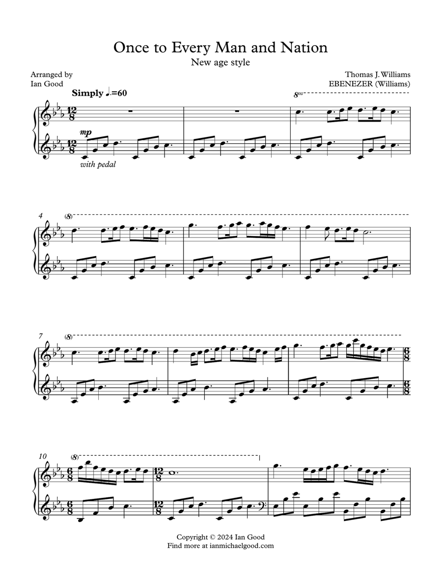 Once to Every Man and Nation (new age piano) Piano Solo scores gallery preview page 1