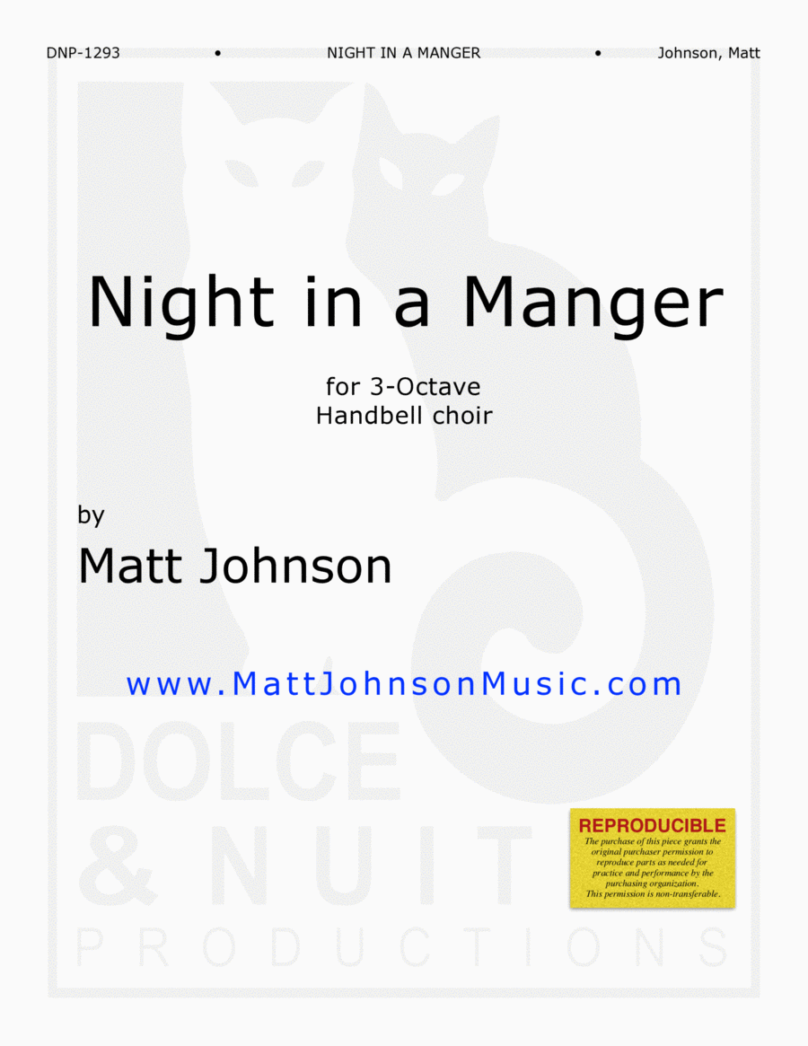 Night in a Manger ~ 3 octave handbell choirs - REPRODUCIBLE 3-Octaves scores gallery preview page 1
