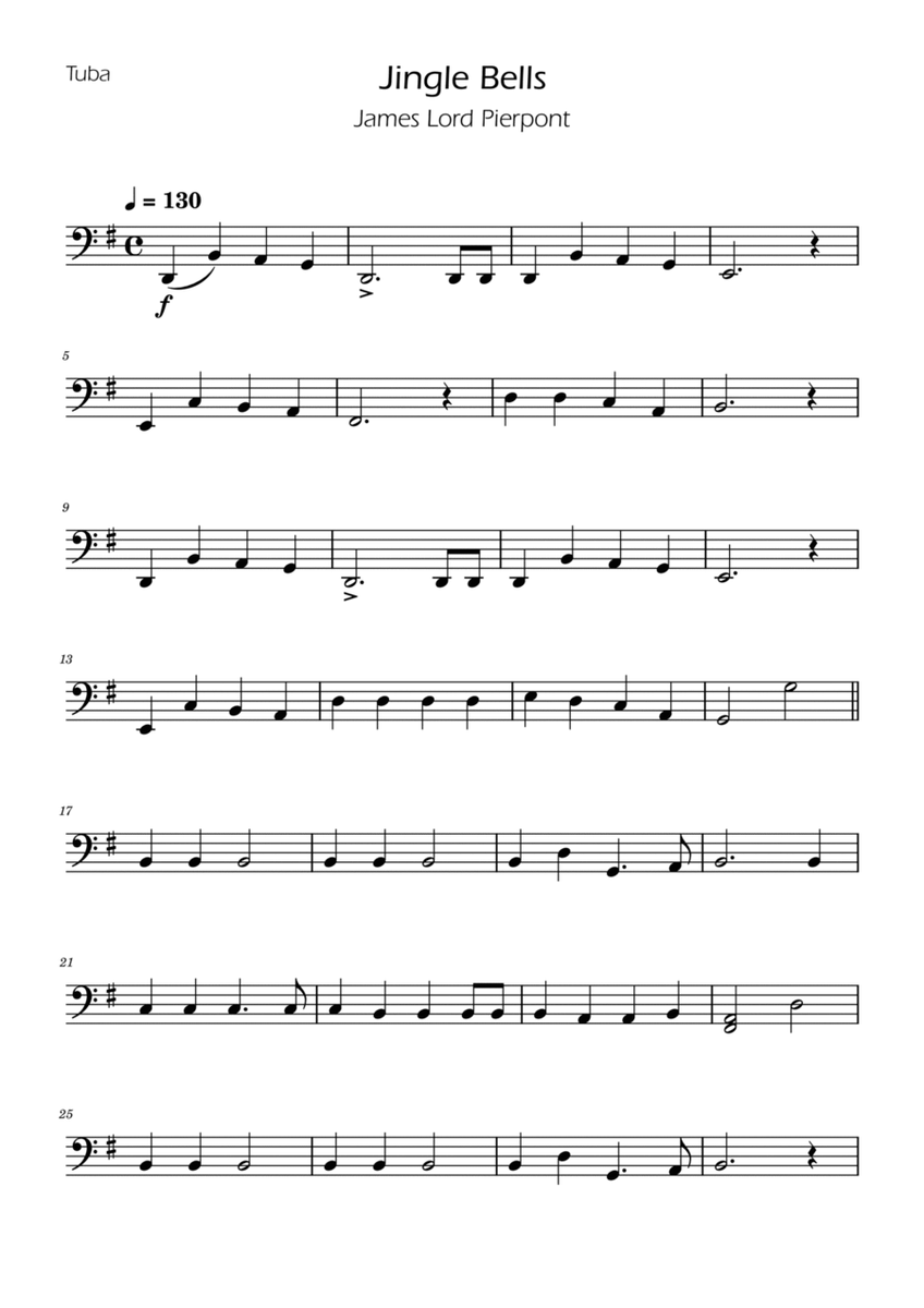 Jingle Bells - Tuba solo w/ Piano image number null