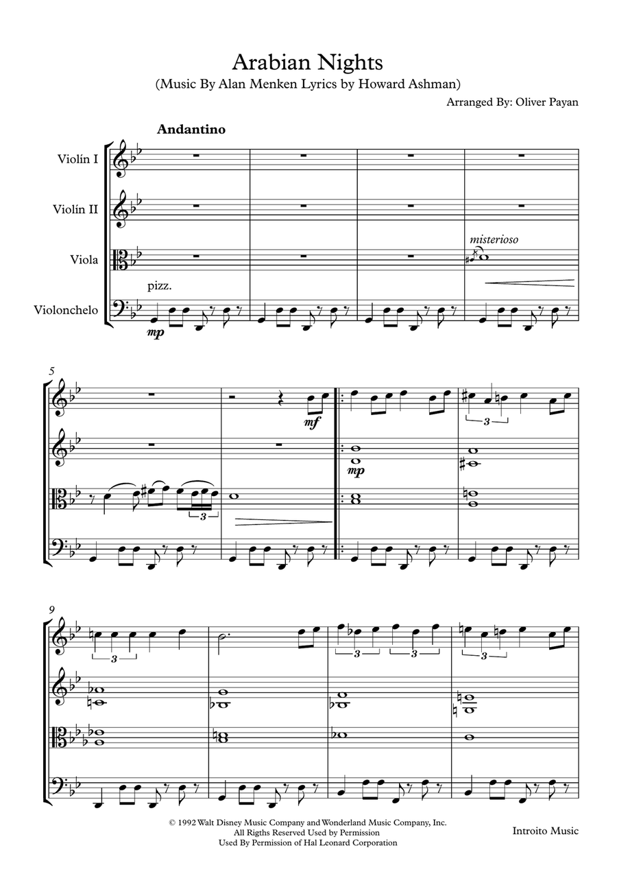 Arabian Nights String Quartet scores gallery preview page 1