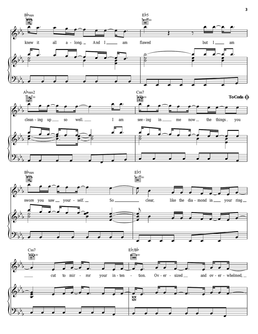 Vindicated Piano, Vocal, Guitar scores gallery preview page 3