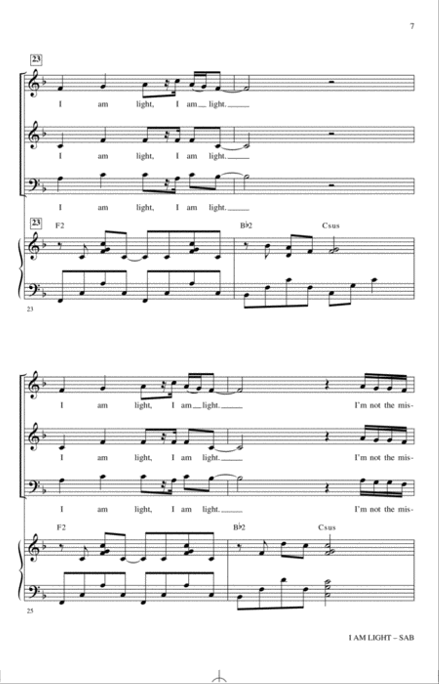 I Am Light (arr. Mark Hayes and Kimberly Lilley) 3-Part scores gallery preview page 6