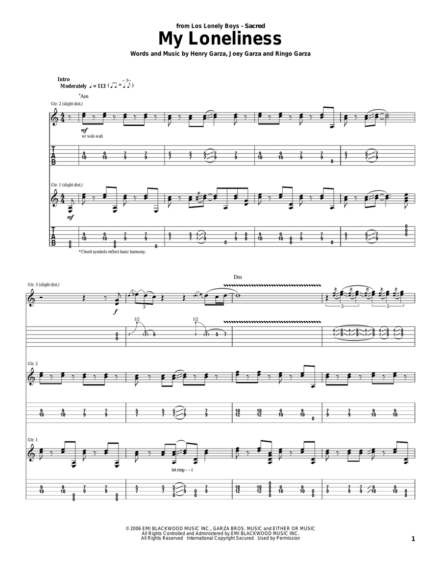 My Loneliness Acoustic Guitar scores gallery preview page 1