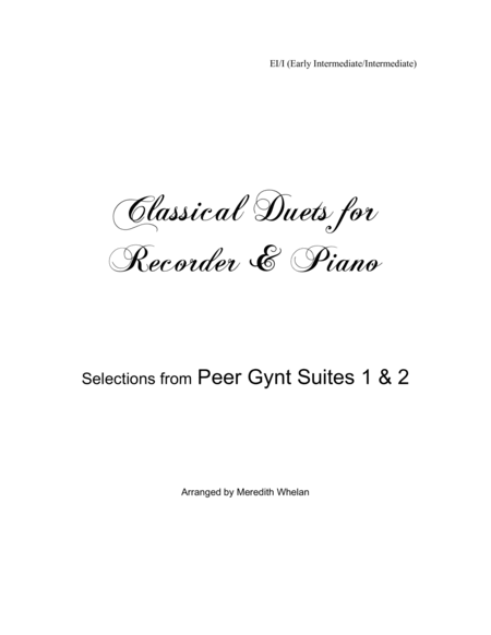 Classical Duets for Recorder & Piano: 6 Selections from Peer Gynt image number null
