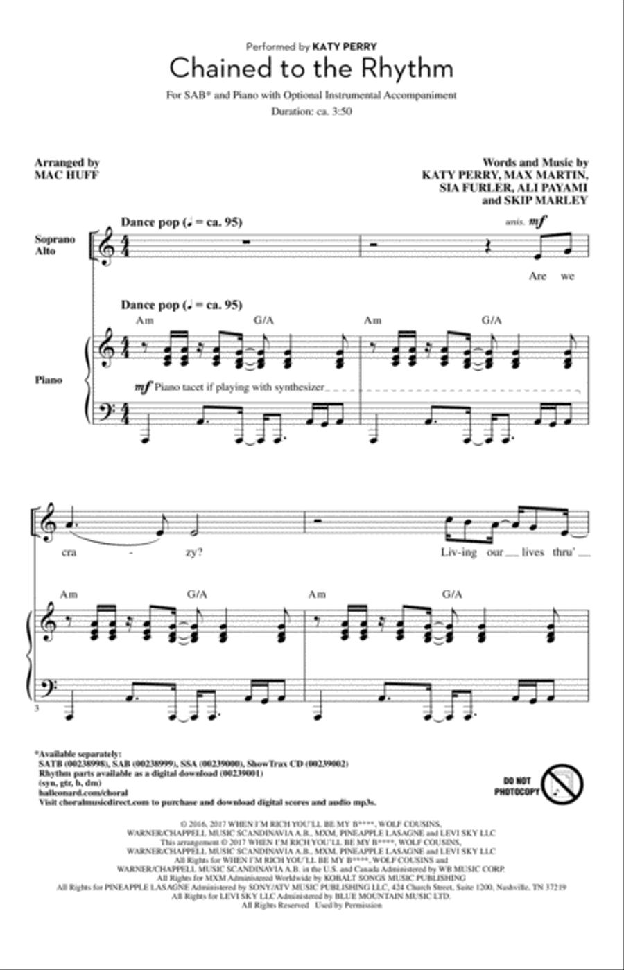 Chained To The Rhythm 3-Part scores gallery preview page 1
