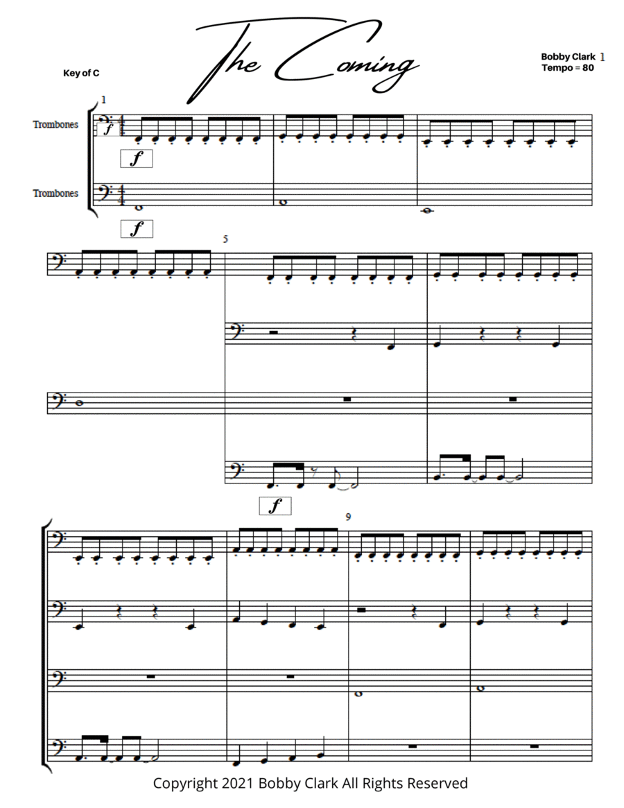 The Coming Trombone Solo scores gallery preview page 1