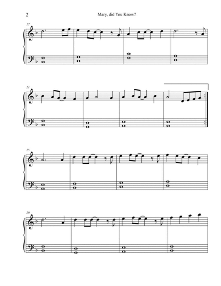 Mary, Did You Know? Easy Piano scores gallery preview page 3