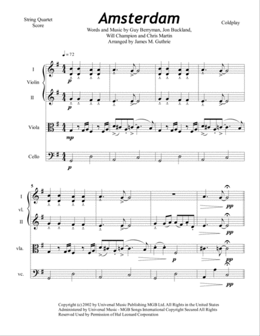 Amsterdam String Quartet scores gallery preview page 1