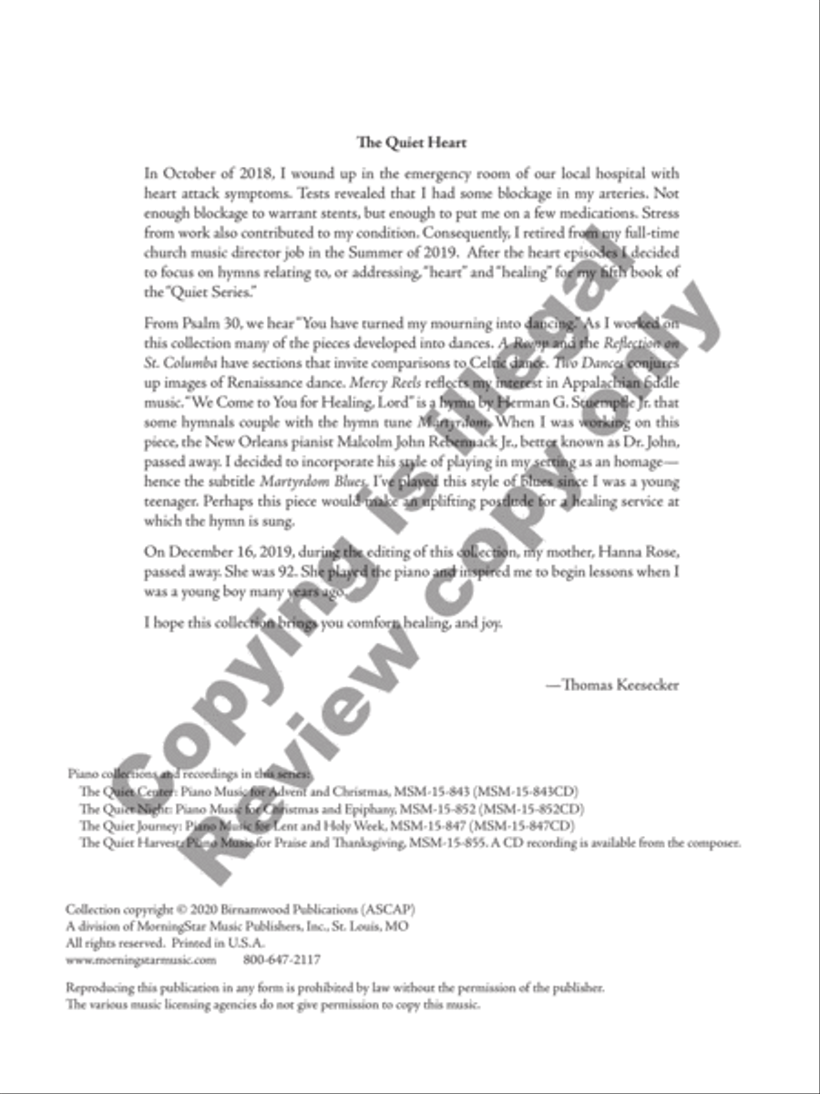 The Quiet Heart The Quiet Heart Piano Solo scores gallery preview page 2