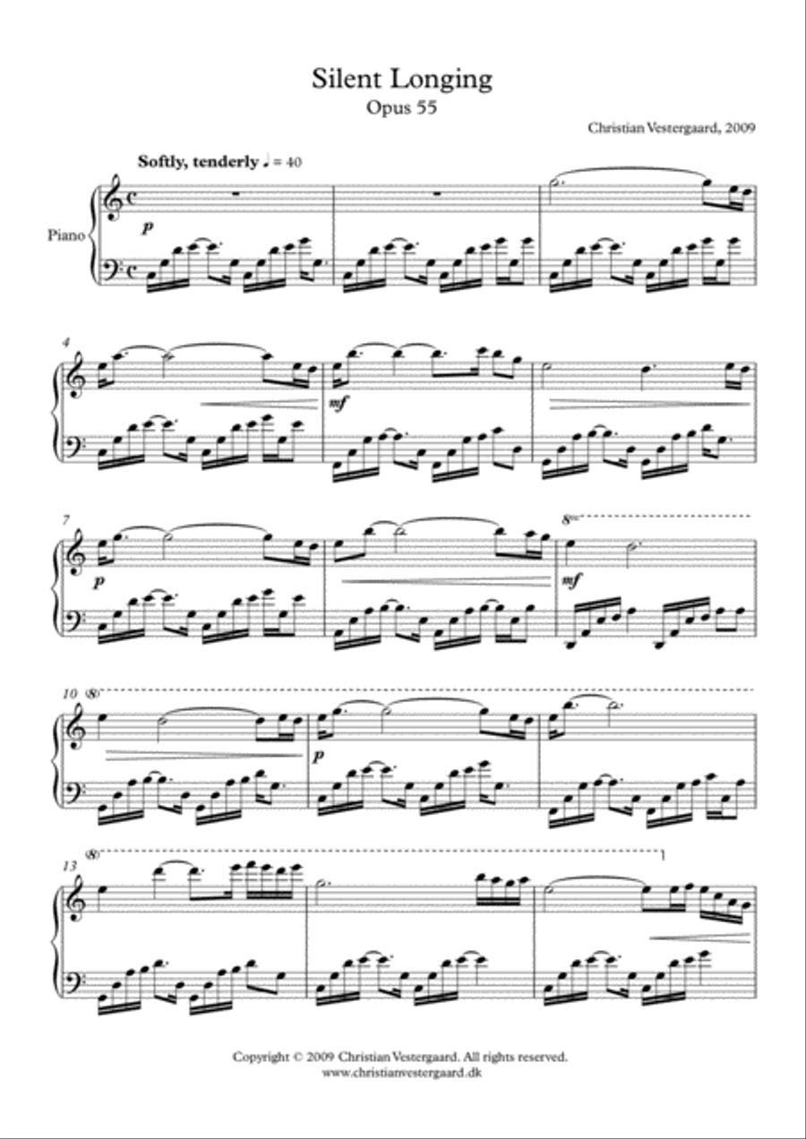 Silent Longing Piano Solo scores gallery preview page 2