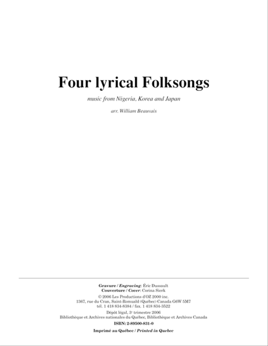 Four Lyrical Folksongs Classical Guitar scores gallery preview page 1