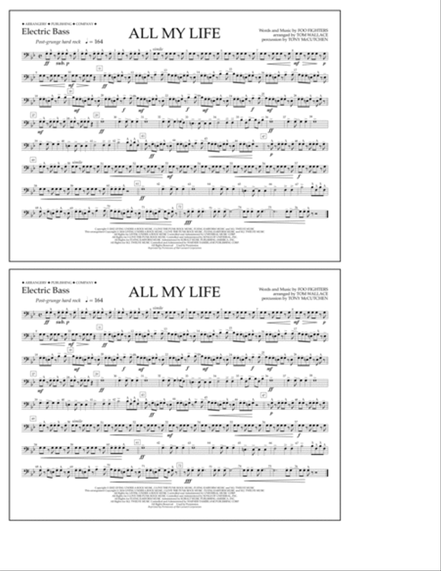 All My Life - Electric Bass Marching Band scores gallery preview page 1