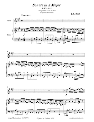 Book cover for BACH: Sonata BWV 1032 for Violin & Piano