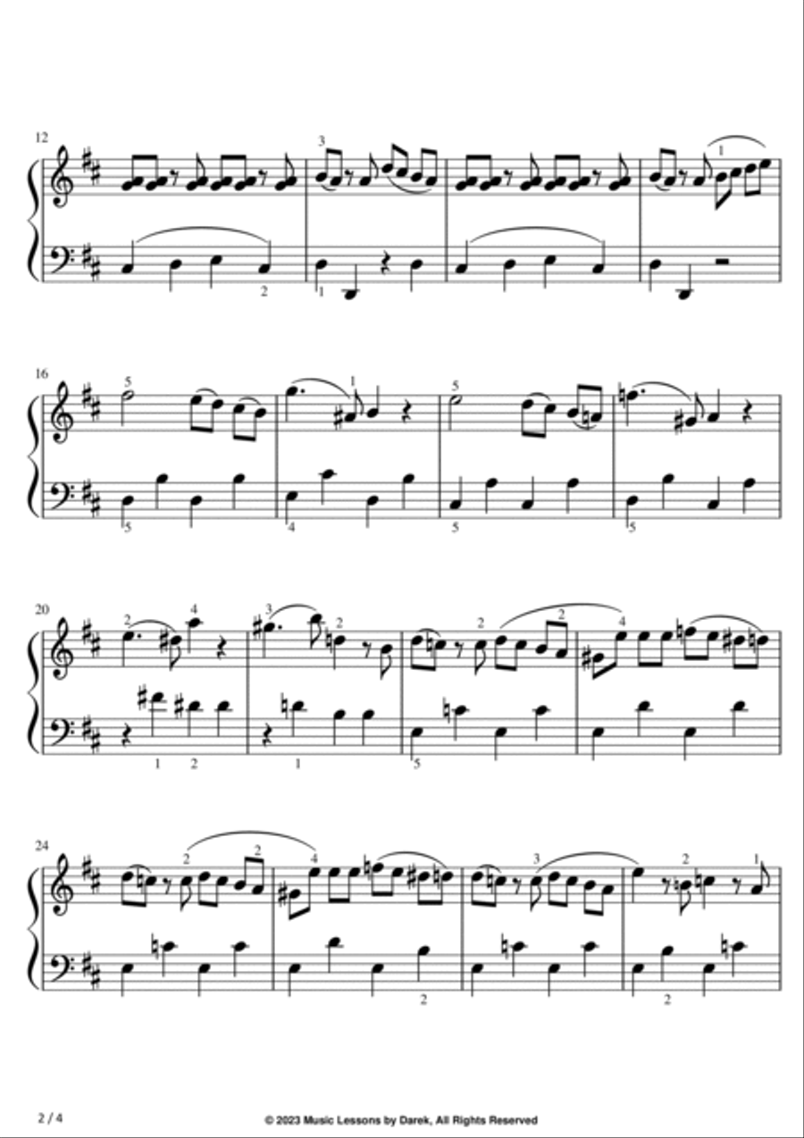 Rondo in D Major (EASY PIANO) (K. 485) [Wolfgang Amadeus Mozart] Easy Piano scores gallery preview page 2