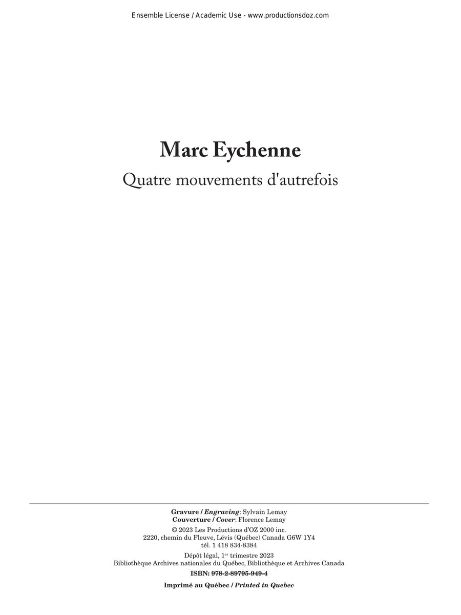 Quatre mouvements d'autrefois Cello scores gallery preview page 1
