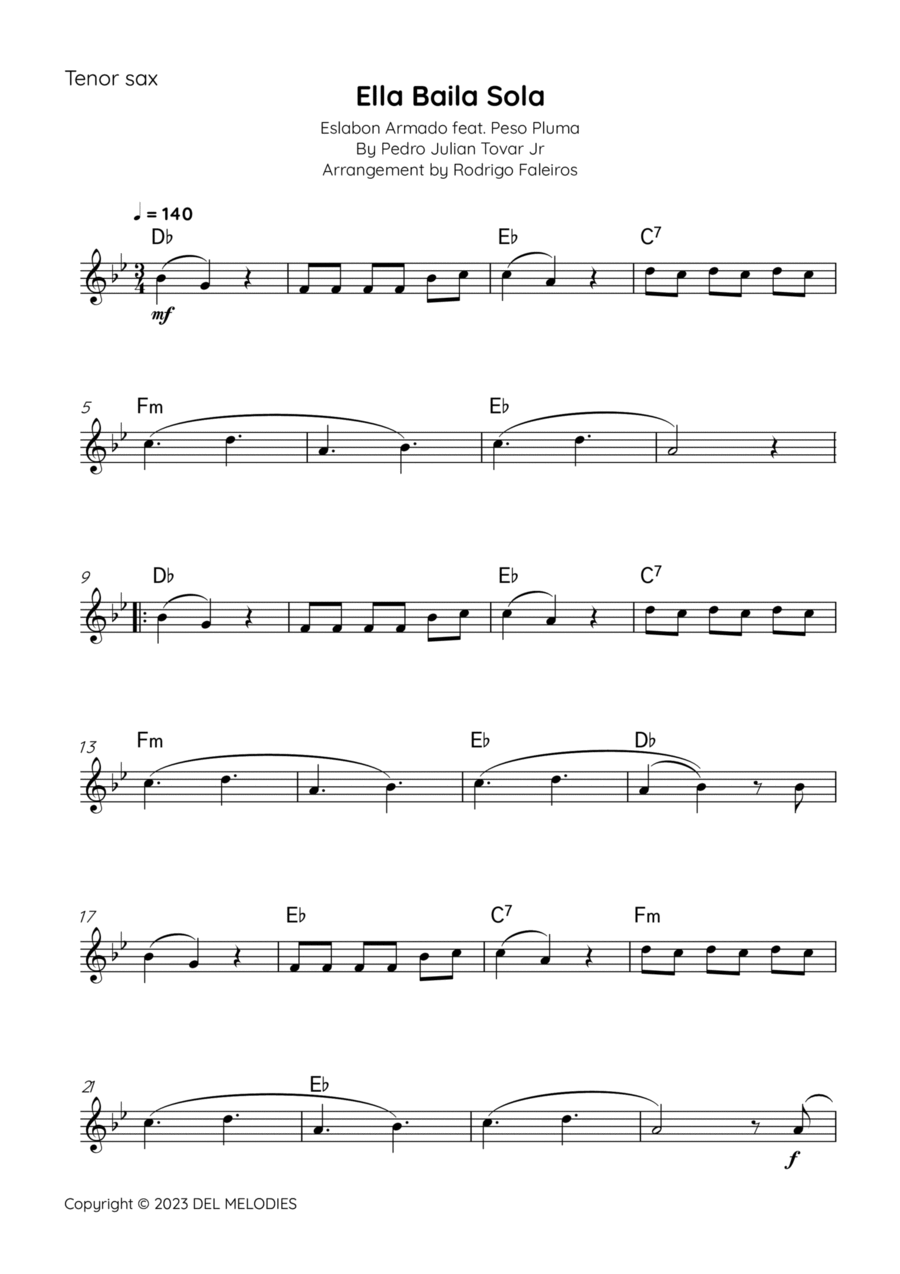 Ella Baila Sola Tenor Saxophone scores gallery preview page 1