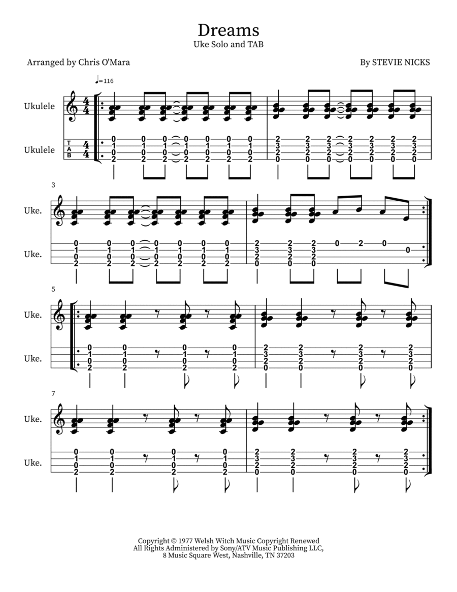 Dreams Guitar scores gallery preview page 1