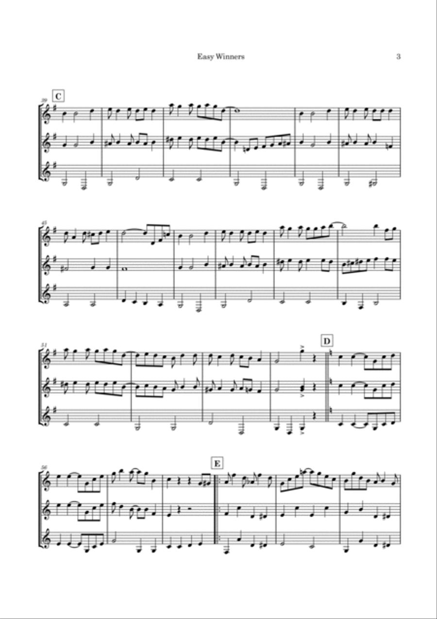 The Easy Winners (Scott Joplin) - for 3 guitars or large ensemble Large Ensemble scores gallery preview page 6
