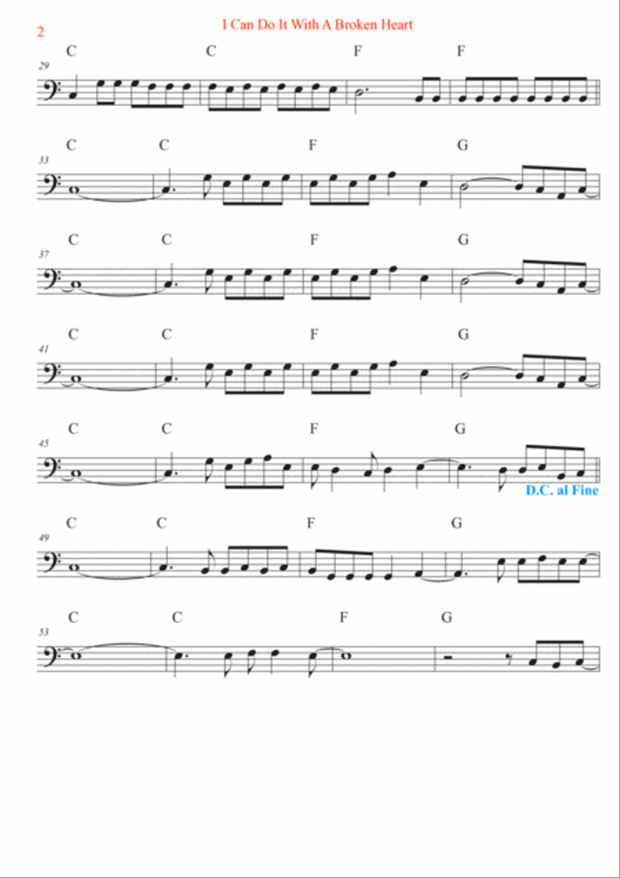 I Can Do It With A Broken Heart Trombone Solo scores gallery preview page 2