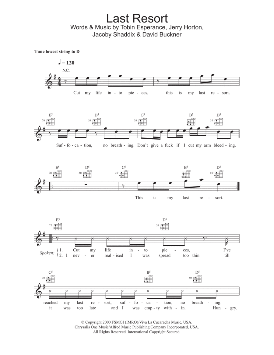 Last Resort Piano scores gallery preview page 1