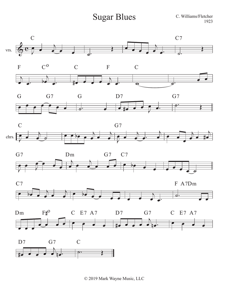 Sugar Blues Piano - Digital Sheet Music