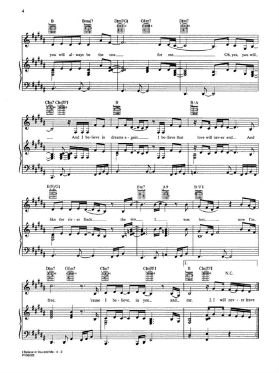 I Believe in You and Me (from The Preacher's Wife) Piano, Vocal, Guitar scores gallery preview page 2