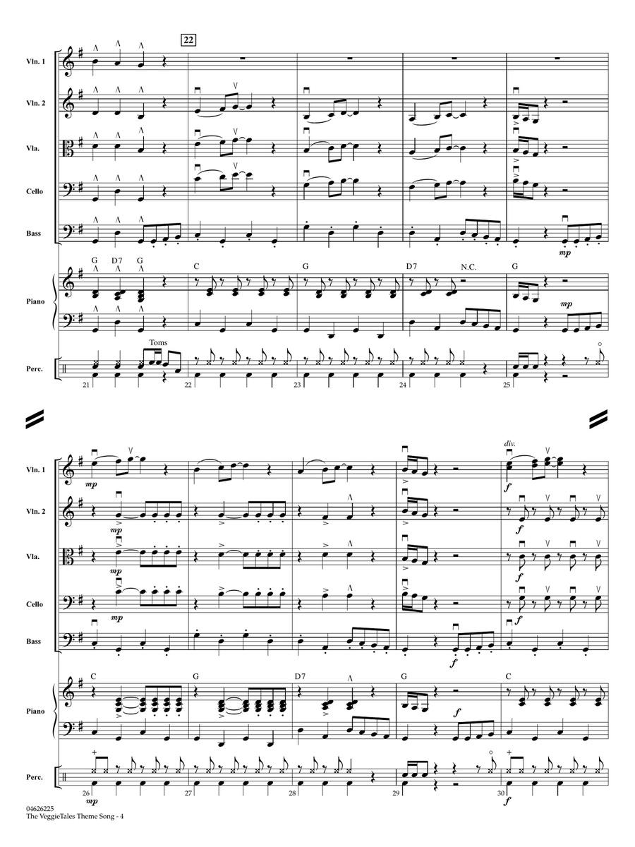 The VeggieTales Theme Song (arr. Larry Moore) - Full Score String Orchestra scores gallery preview page 4