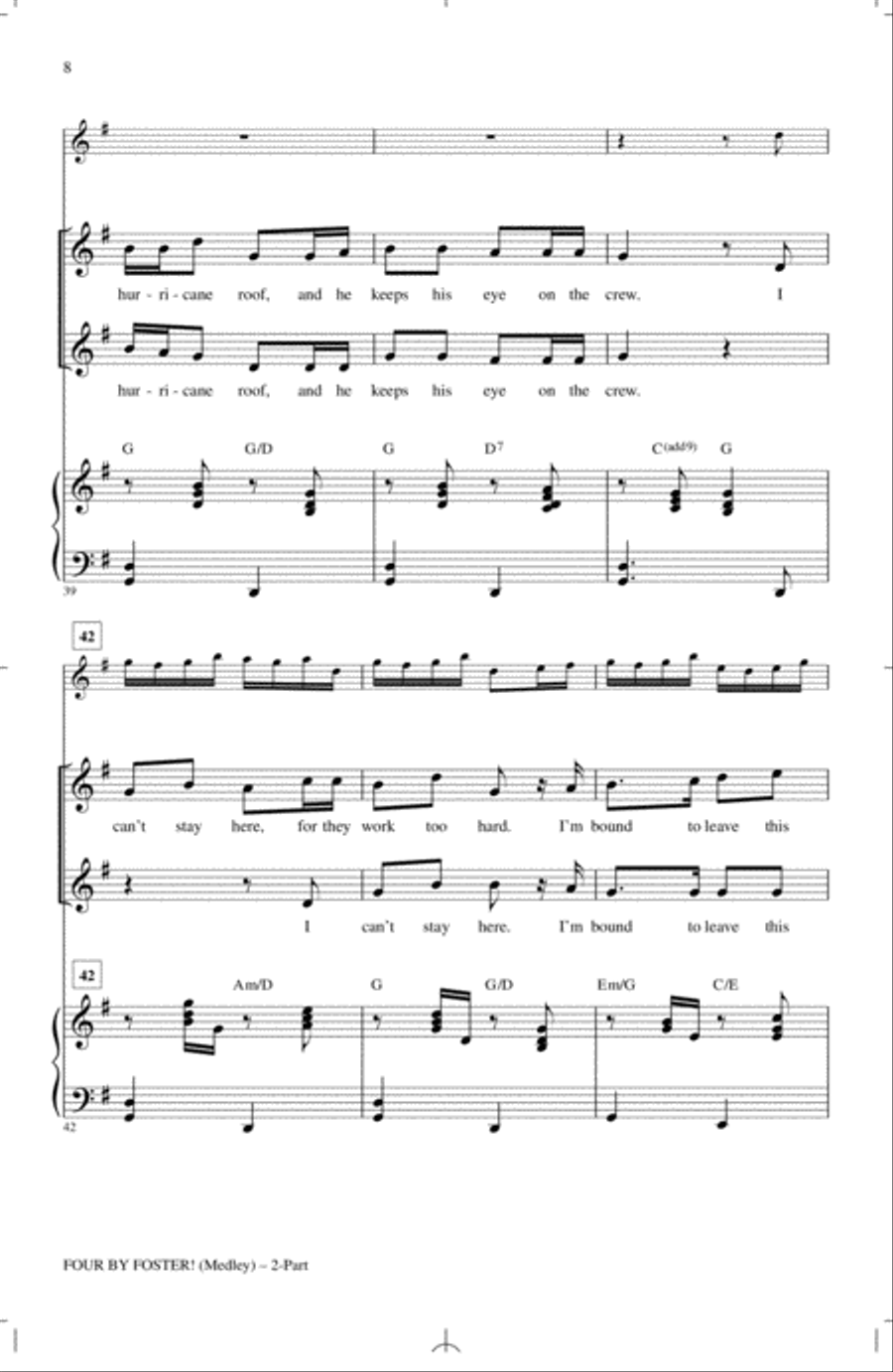 Four by Foster! (Medley) (arr. Mary Donnelly and George L.O. Strid) 2-Part scores gallery preview page 6
