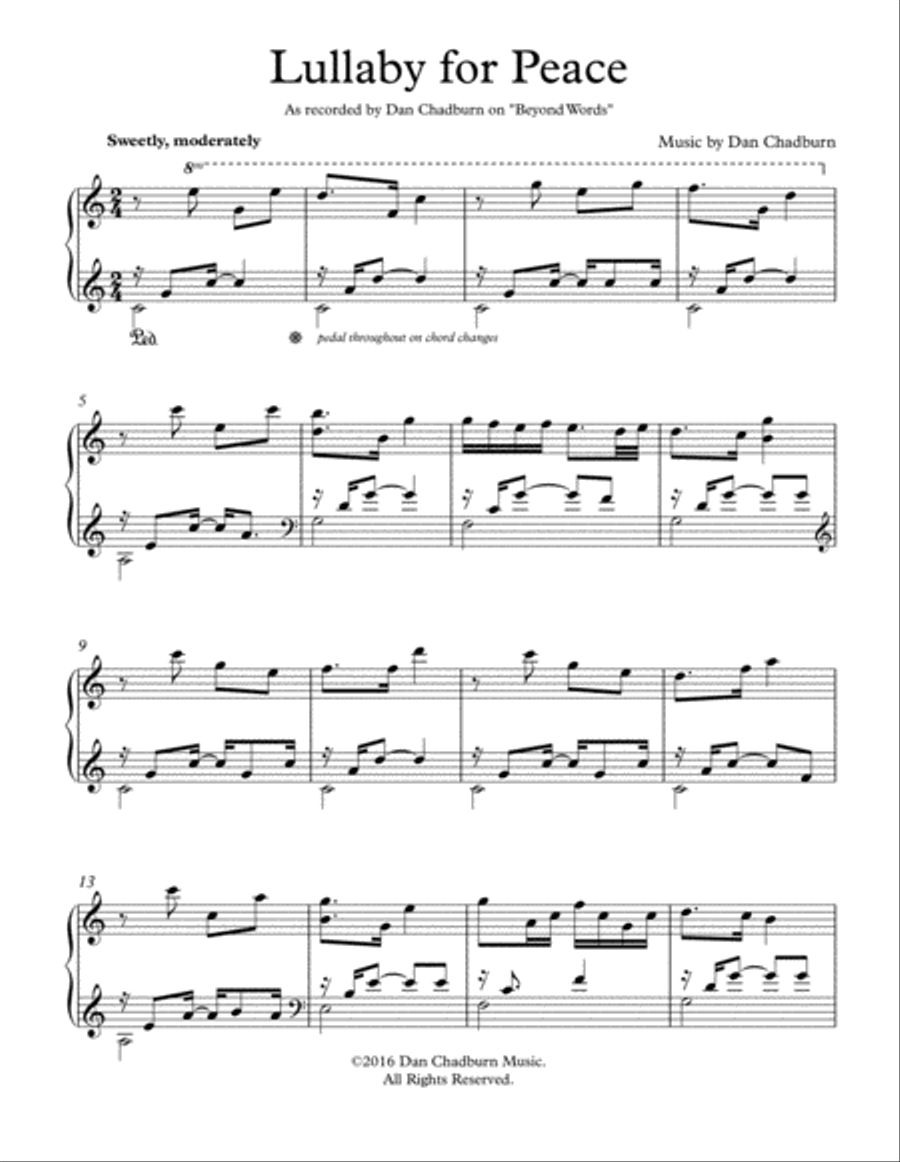 Lullaby for Peace Piano Solo scores gallery preview page 1