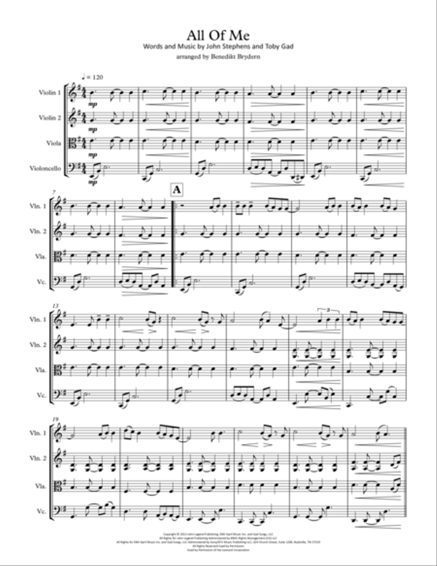All Of Me String Quartet scores gallery preview page 2