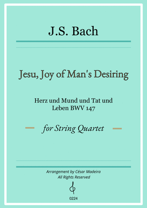 Book cover for Jesu, Joy of Man's Desiring - String Quartet (Full Score) - Score Only