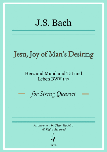 Jesu, Joy of Man's Desiring - String Quartet (Full Score) - Score Only image number null