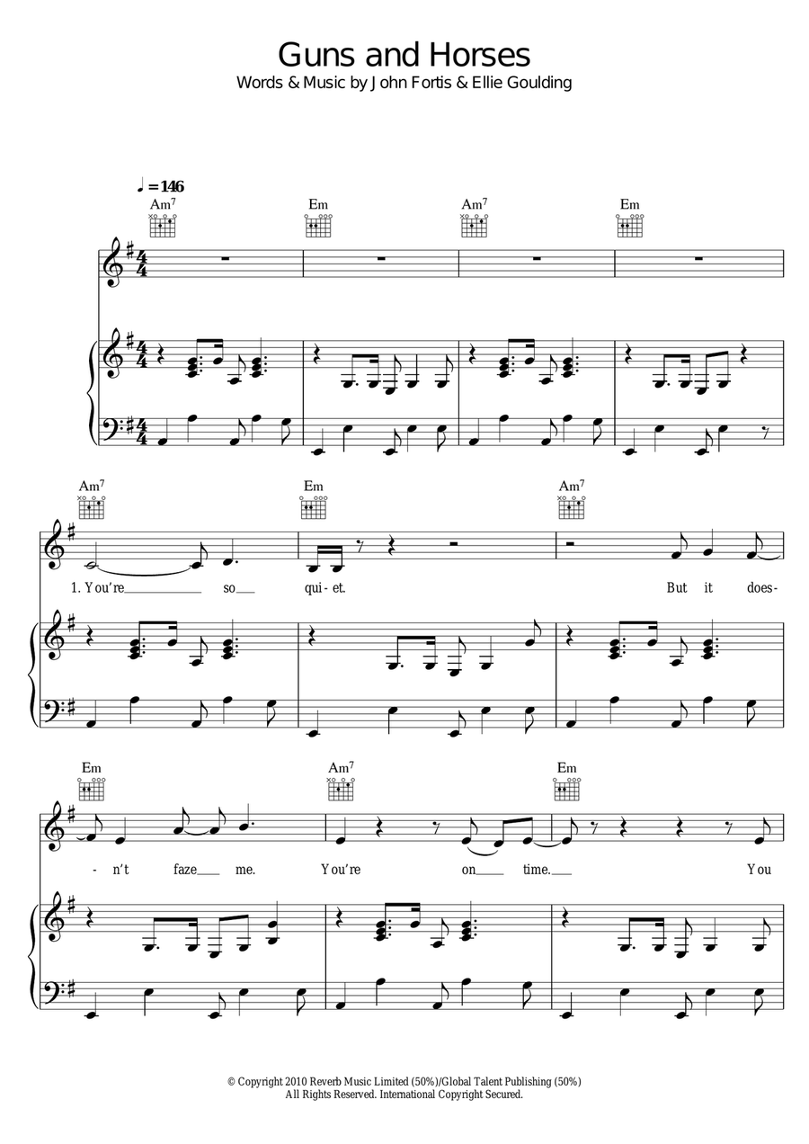 Guns And Horses Piano, Vocal scores gallery preview page 1