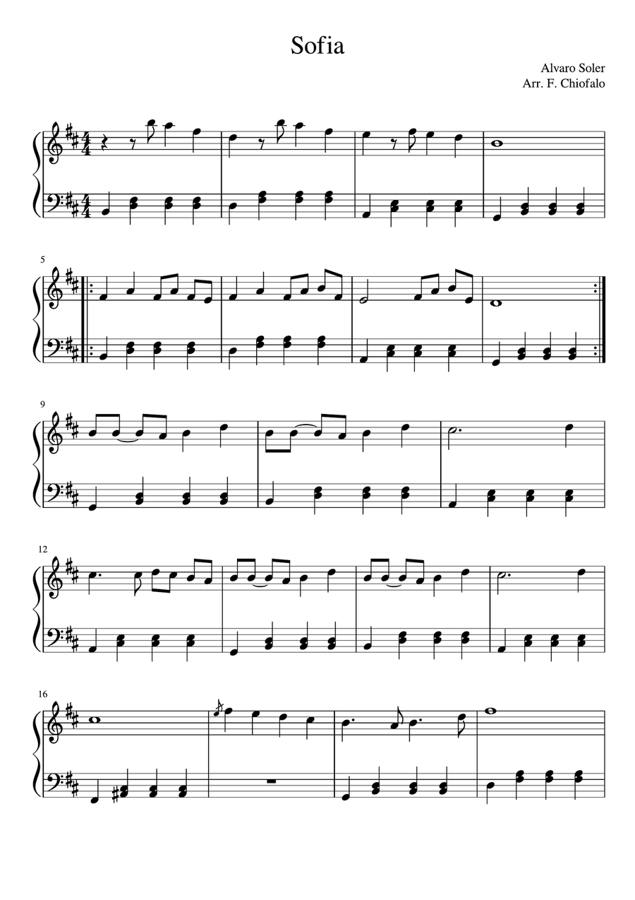 Sofia Easy Piano scores gallery preview page 1