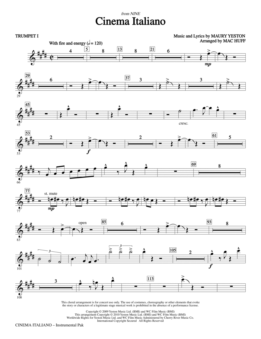 Cinema Italiano - Trumpet 1 Choir scores gallery preview page 1