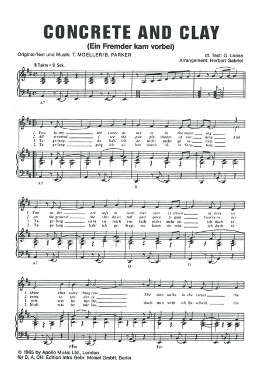 Concrete and Clay (Ein Fremder kam vorbei) Voice scores gallery preview page 3