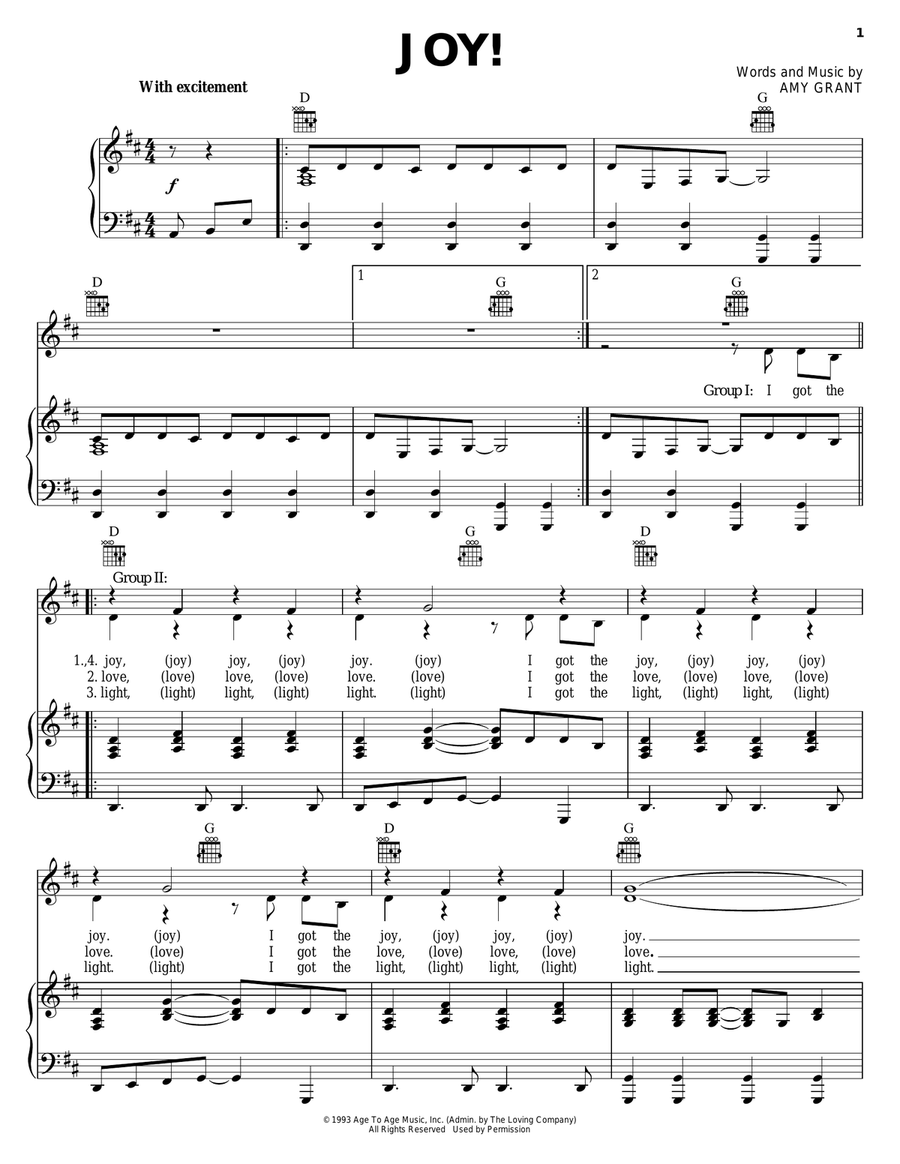 Joy! Joy! Piano, Vocal, Guitar scores gallery preview page 1