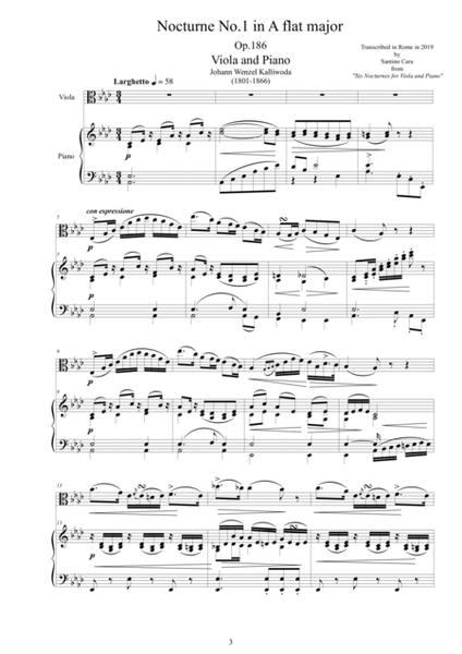 Kalliwoda - Six Nocturnes Op.186 for Viola and Piano - Scores and Part image number null