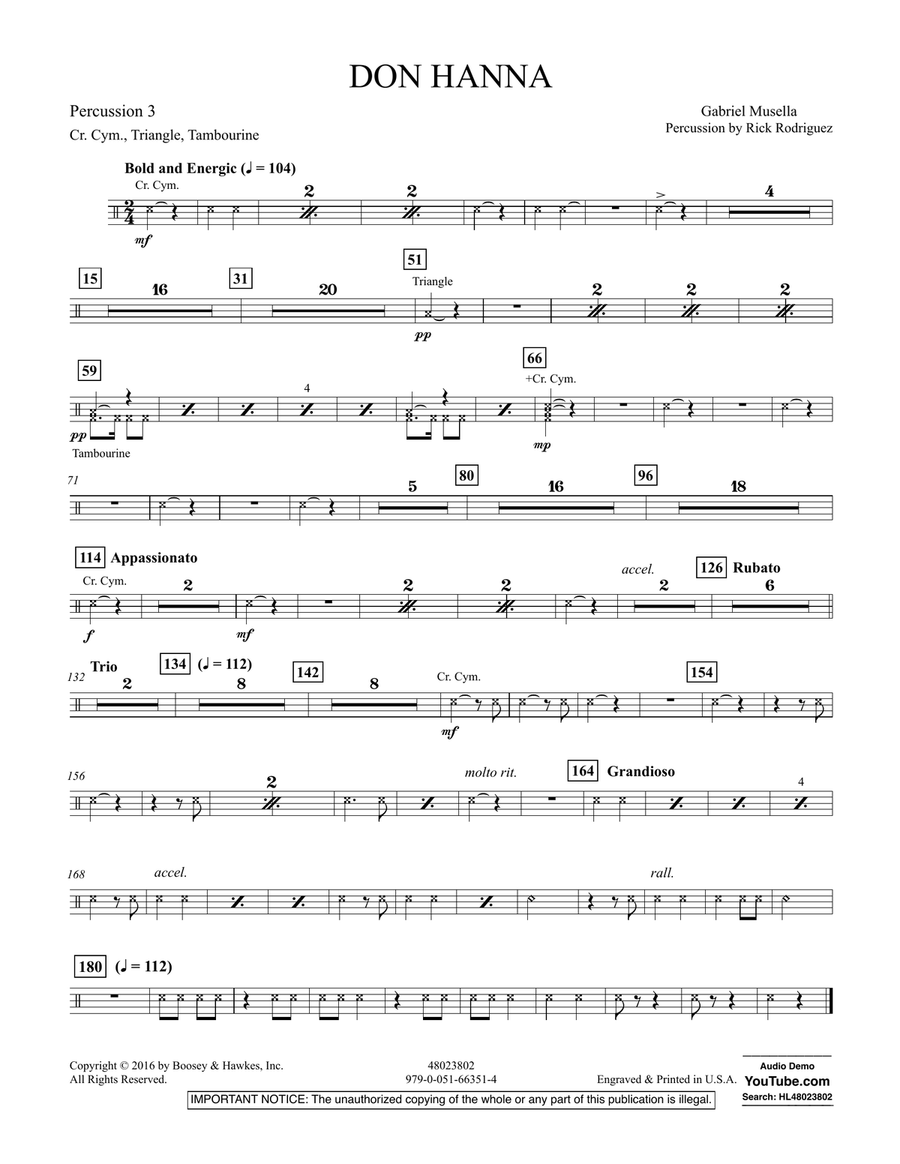 Don Hanna - Percussion 3 Don Hanna - Percussion 3 Percussion scores gallery preview page 1