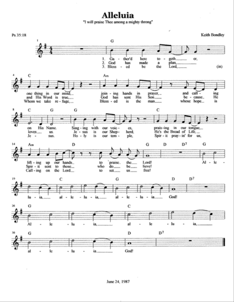 Alleluia Alleluia Piano, Vocal, Guitar scores gallery preview page 1