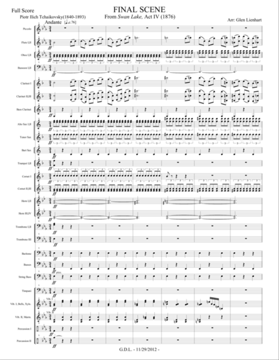 Swan Lake - Final Scene (Band) - Extra Score Concert Band scores gallery preview page 1