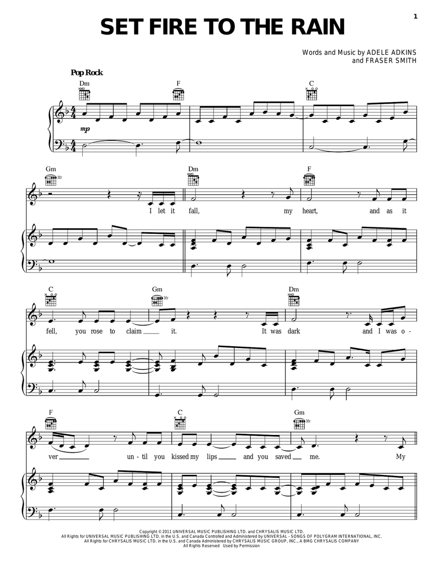 Set Fire To The Rain Acoustic Guitar scores gallery preview page 1