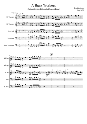 quintet for Brass: Trumpet 1, Trumpet 2, French Horn, Trombone, Bass Trombone