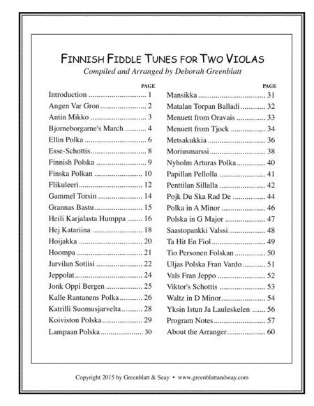 Finnish Fiddle Tunes for Two Violas