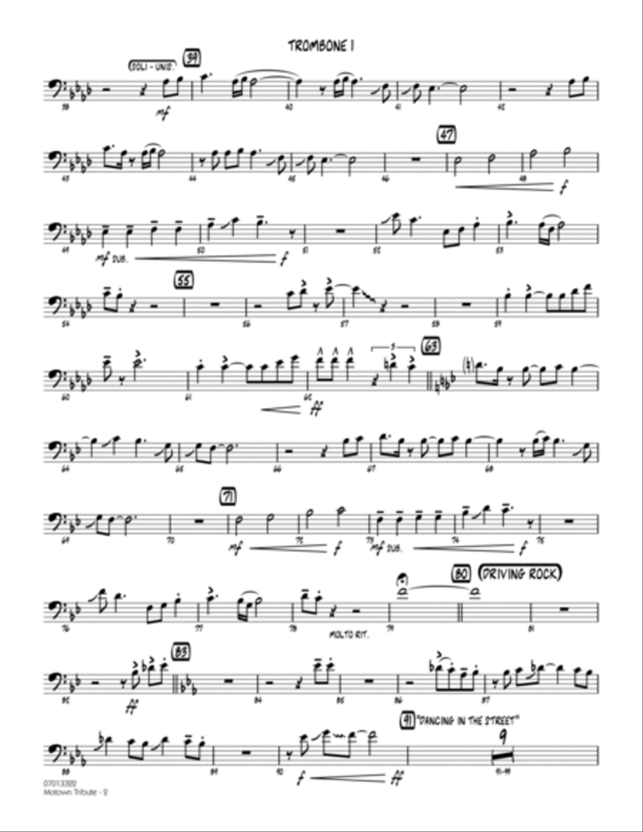 Motown Tribute - Trombone 1 Trombone scores gallery preview page 2