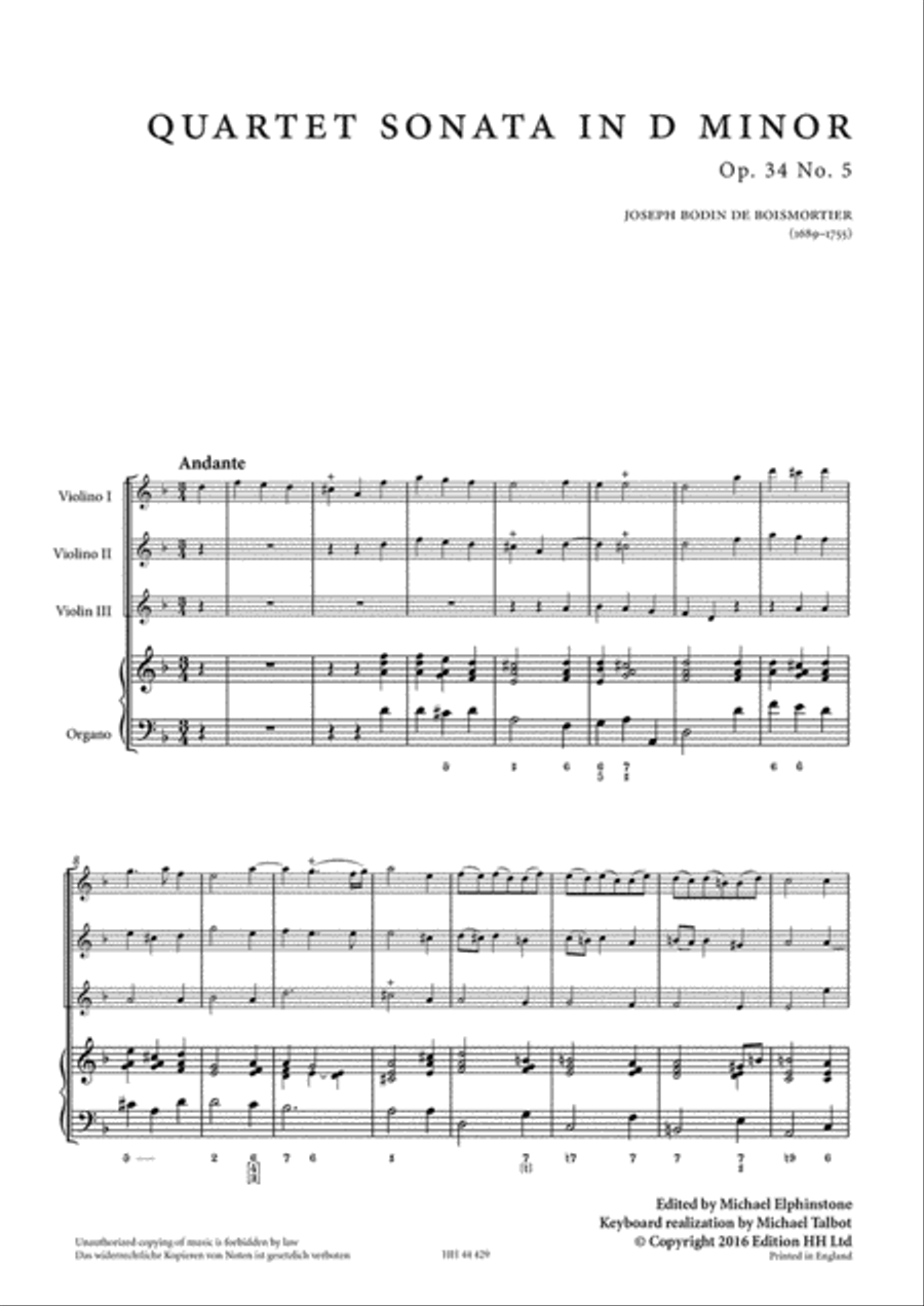Six quartet sonatas, op.34, vol. 2 Violin scores gallery preview page 3