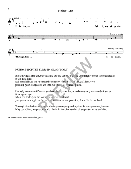 Melodic Chant Setting of Eucharistic Prayer II - Priest Edition