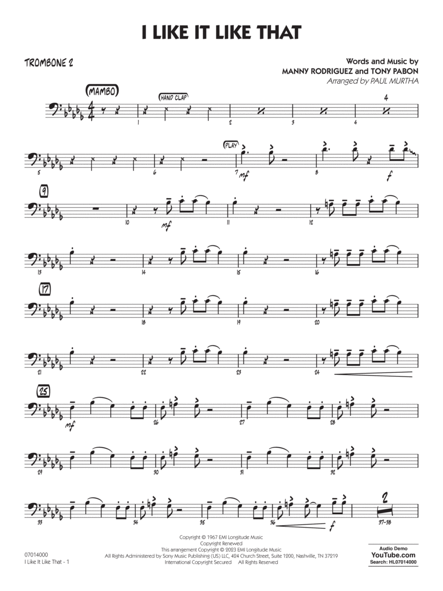 I Like It Like That (arr. Paul Murtha) - Trombone 2