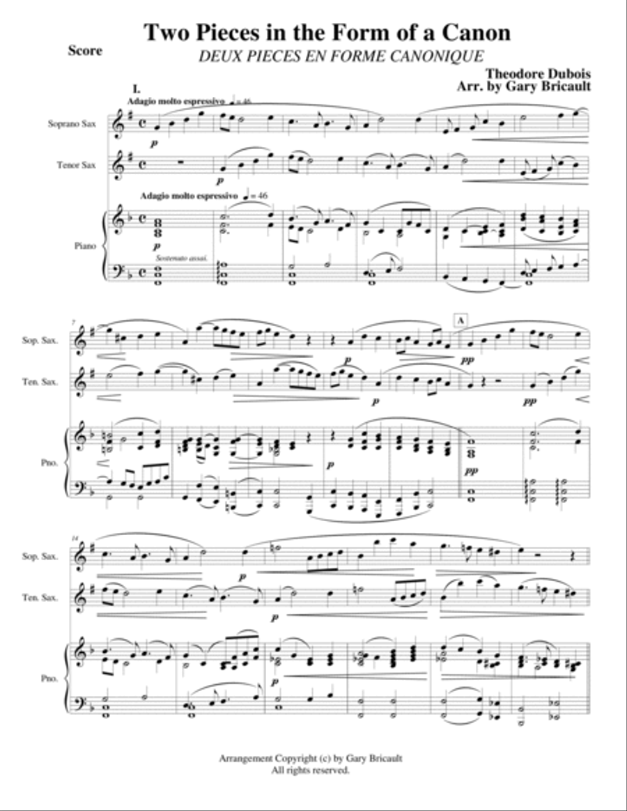 Two Pieces in the Form of a Canon Woodwind Duet scores gallery preview page 1